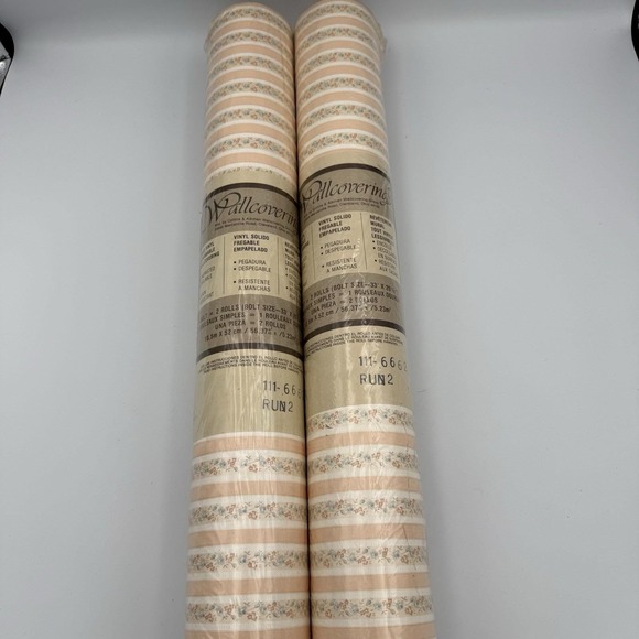 Collins & Aikman Wallcoverings Other - Vintage Collins & Aikman Wallcoverings Cream Pink Blue Floral 2 Double Rolls